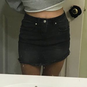 Black Mini Denim Skirt